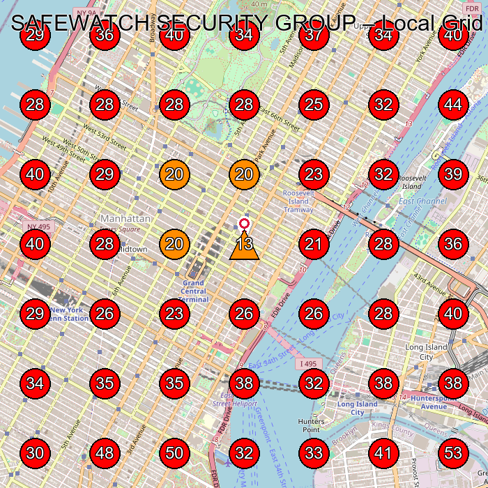 SAFEWATCH SECURITY GROUP GeoGrid visibility map for Private Investigator in New York